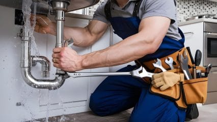 Technician using electronic equipment to detect a plumbing leak in Philadelphia